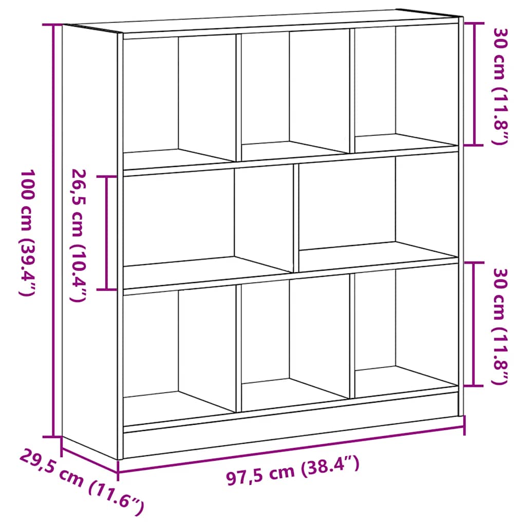 Bokhylla svart ek 97,5x29,5x100 cm konstruerat trä