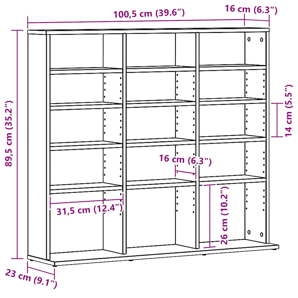 CD-bänk svart ek 100,5x23x89,5 cm konstruerat trä