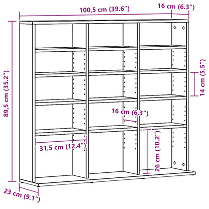 CD-bänk svart ek 100,5x23x89,5 cm konstruerat trä