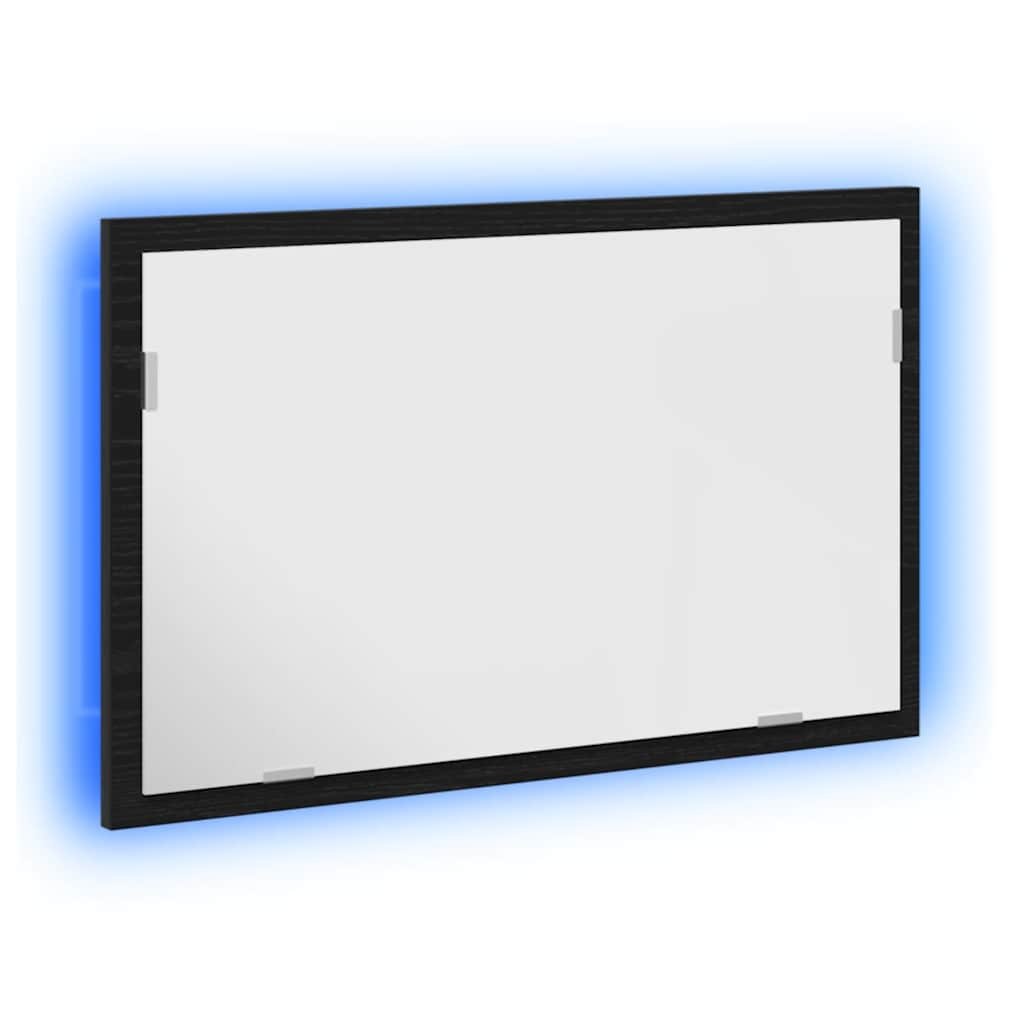 Badrumsspegel med LED-lampor svart ek 60x8,5x37 cm