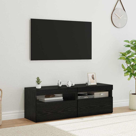 TV-skåp 2 pcs Svart Ek 60 x 35 x 40 cm Konstruerat trä