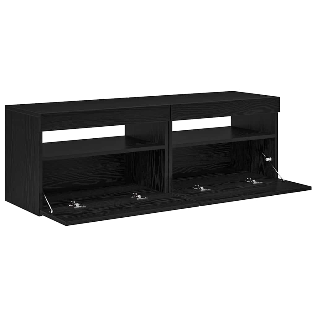 TV-skåp 2 pcs Svart Ek 60 x 35 x 40 cm Konstruerat trä