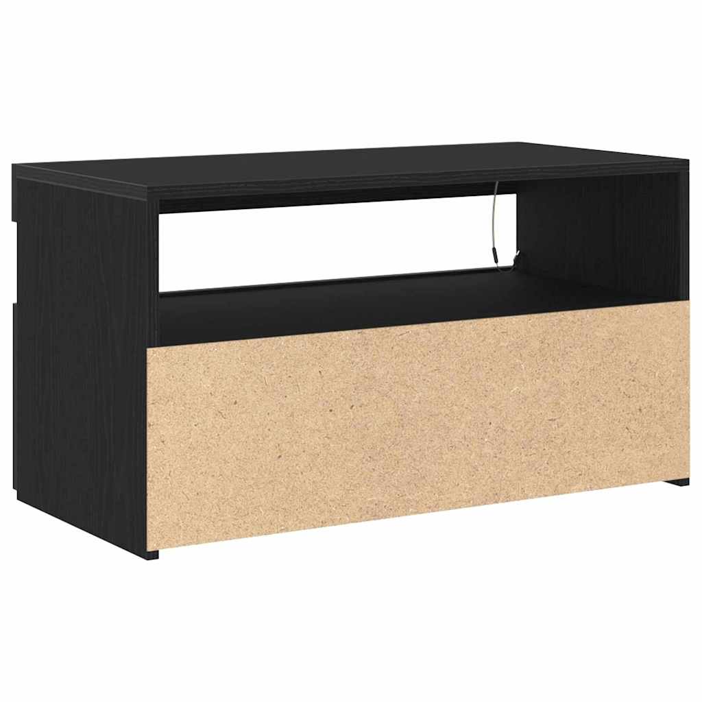 TV-skåp 2 pcs Svart Ek 75 x 35 x 40 cm Konstruerat trä
