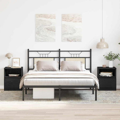 Nattduksbord 2 pcs Svart Ek 40 x 40 x 50 cm Konstruerat trä