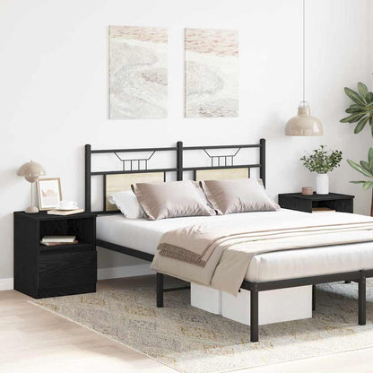 Nattduksbord 2 pcs Svart Ek 40 x 40 x 50 cm Konstruerat trä