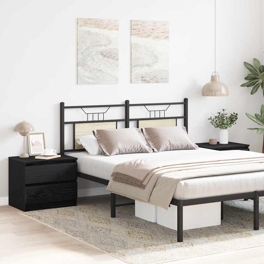 Nattduksbord 2 pcs Svart Ek 50 x 40 x 43,5 cm Konstruerat trä