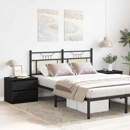 Nattduksbord 2 pcs Svart Ek 50 x 40 x 43,5 cm Konstruerat trä