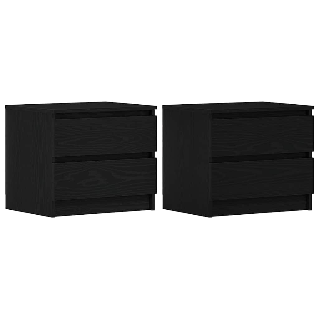 Nattduksbord 2 pcs Svart Ek 50 x 40 x 43,5 cm Konstruerat trä
