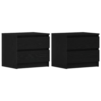 Nattduksbord 2 pcs Svart Ek 50 x 40 x 43,5 cm Konstruerat trä