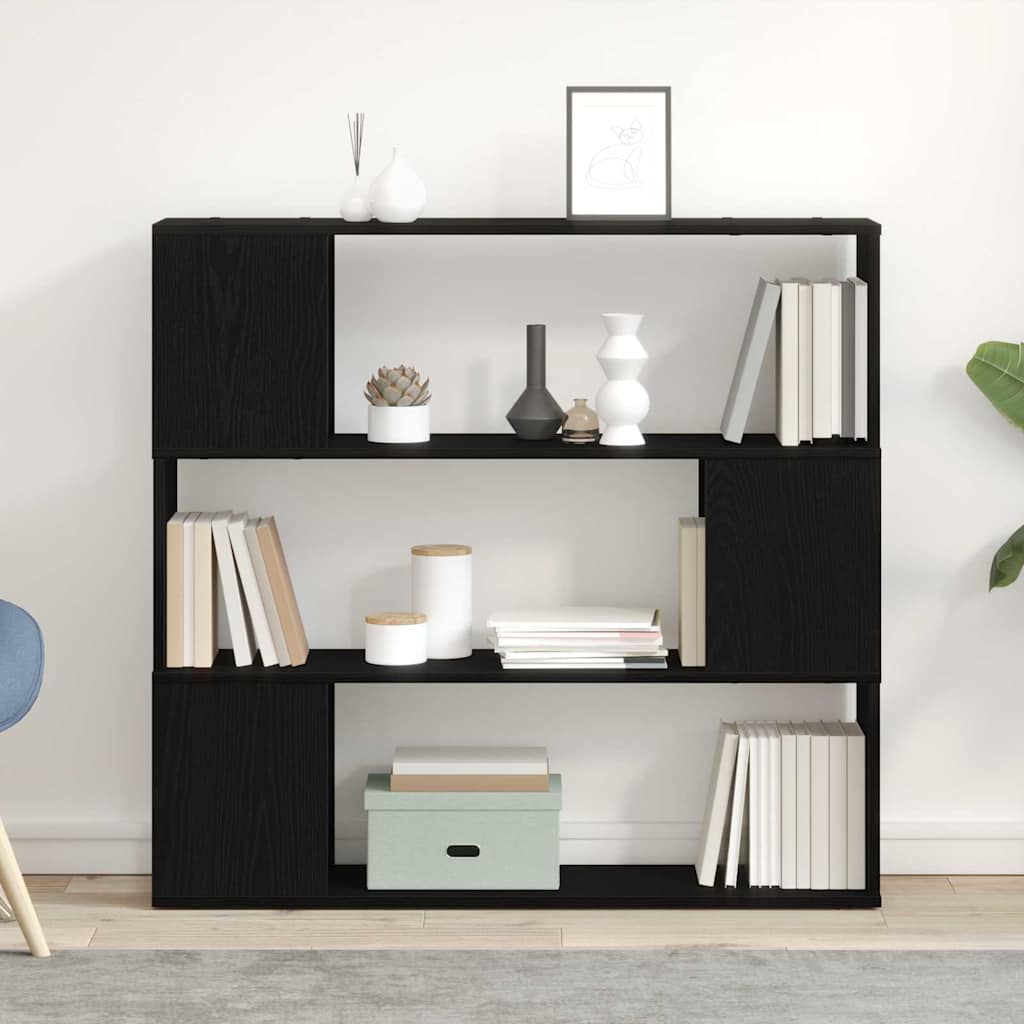 TV-bänkset Svart Ek 100 x 24 x 94 cm Konstruerat trä