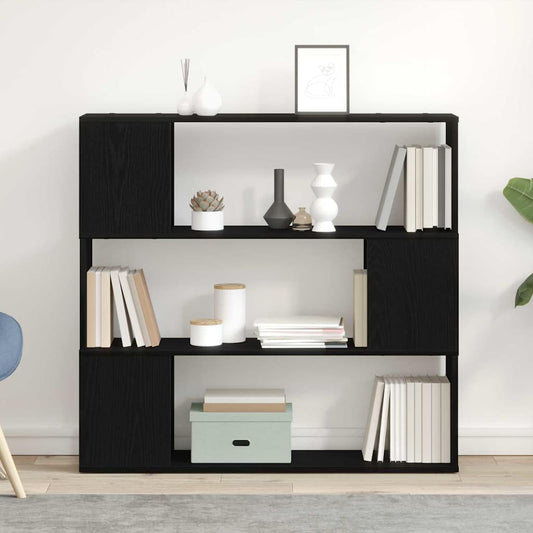 TV-bänkset Svart Ek 100 x 24 x 94 cm Konstruerat trä