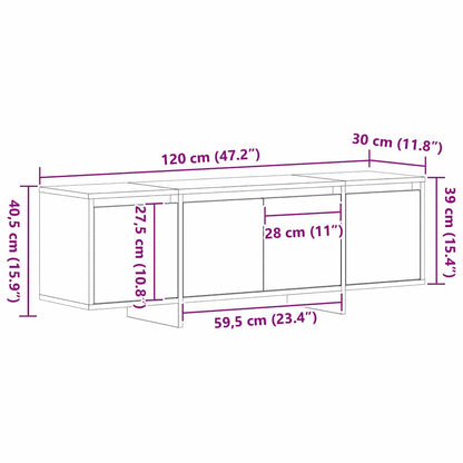 TV-skåp Svart Ek 120 x 30 x 40,5 cm Konstruerat trä