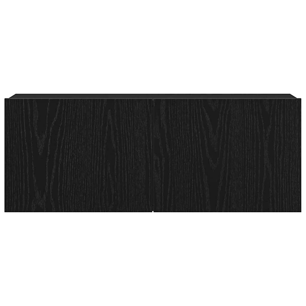 TV-skåp 2 pcs Svart Ek 80 x 30 x 30 cm Konstruerat trä