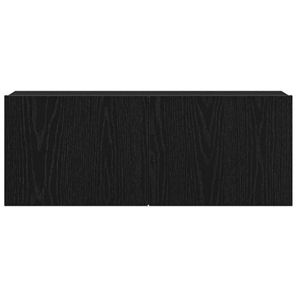 TV-skåp 2 pcs Svart Ek 80 x 30 x 30 cm Konstruerat trä