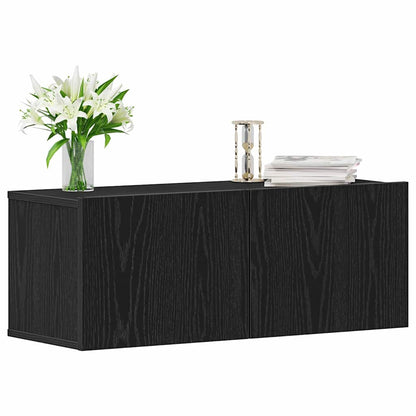 TV-skåp 2 pcs Svart Ek 80 x 30 x 30 cm Konstruerat trä