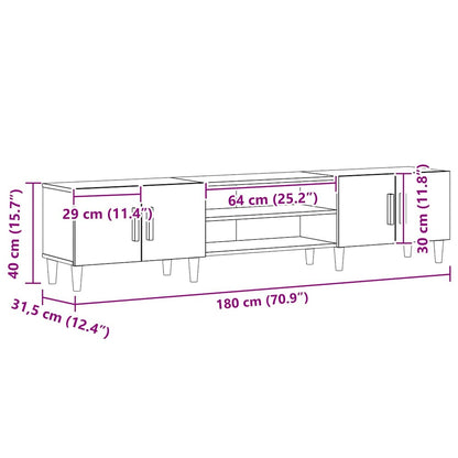 TV-skåp Svart Ek 180 x 31,5 x 40 cm Konstruerat trä