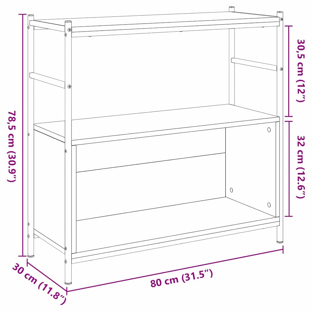 Hyllsystem Rökfärgad ek 80 x 30 x 78.5 cm Konstruerat trä
