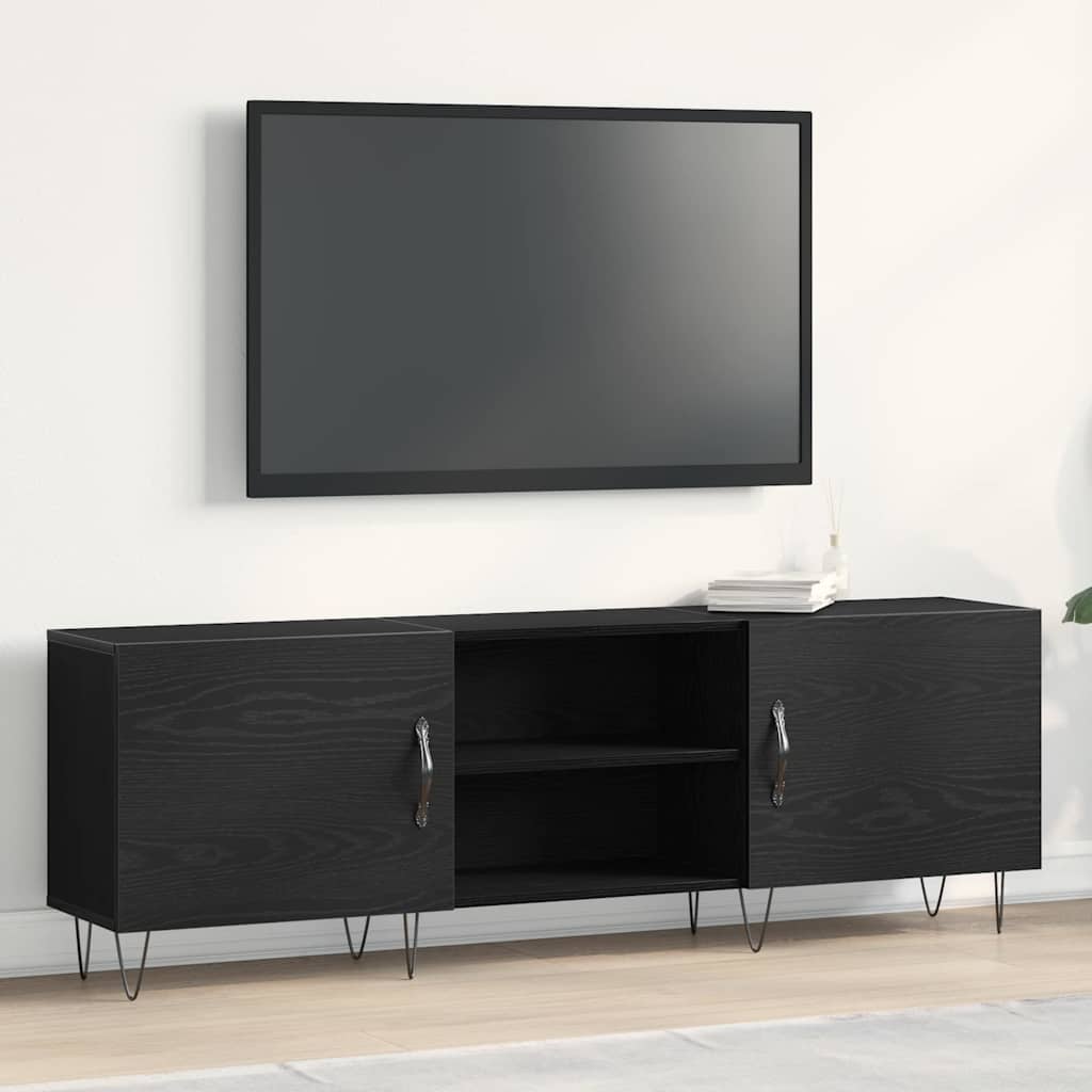 TV-bänkset Svart Ek 150 x 30 x 50 cm Konstruerat trä
