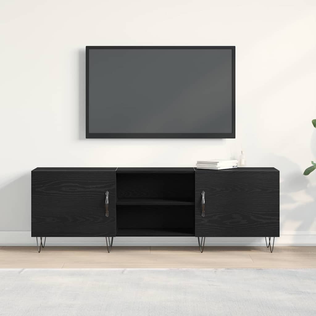 TV-bänkset Svart Ek 150 x 30 x 50 cm Konstruerat trä