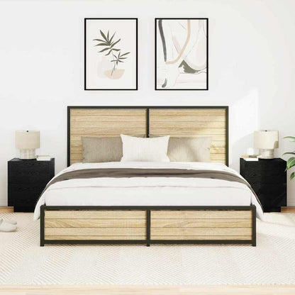 Nattduksbord 2 pcs Svart Ek 45 x 40 x 55 cm Konstruerat trä