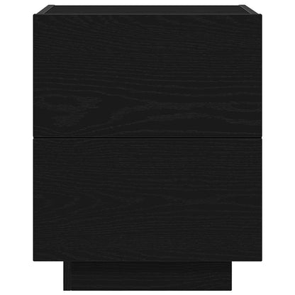 Nattduksbord 2 pcs Svart Ek 45 x 40 x 55 cm Konstruerat trä