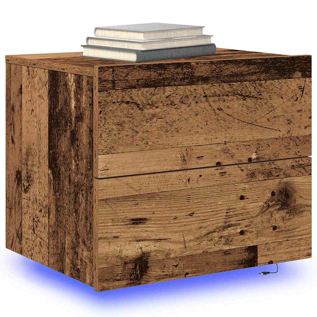 Nattduksbord 2 pcs Gammalt trä 50 x 39 x 41 cm Konstruerat trä