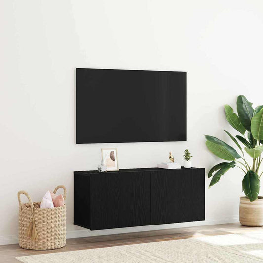 TV-bänkset Svart Ek 100 x 30 x 41 cm Konstruerat trä