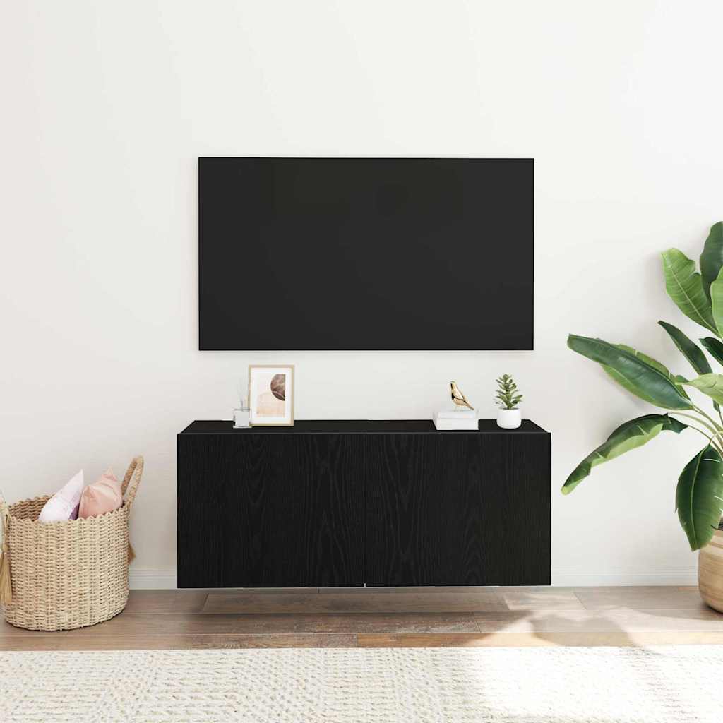 TV-bänkset Svart Ek 100 x 30 x 41 cm Konstruerat trä