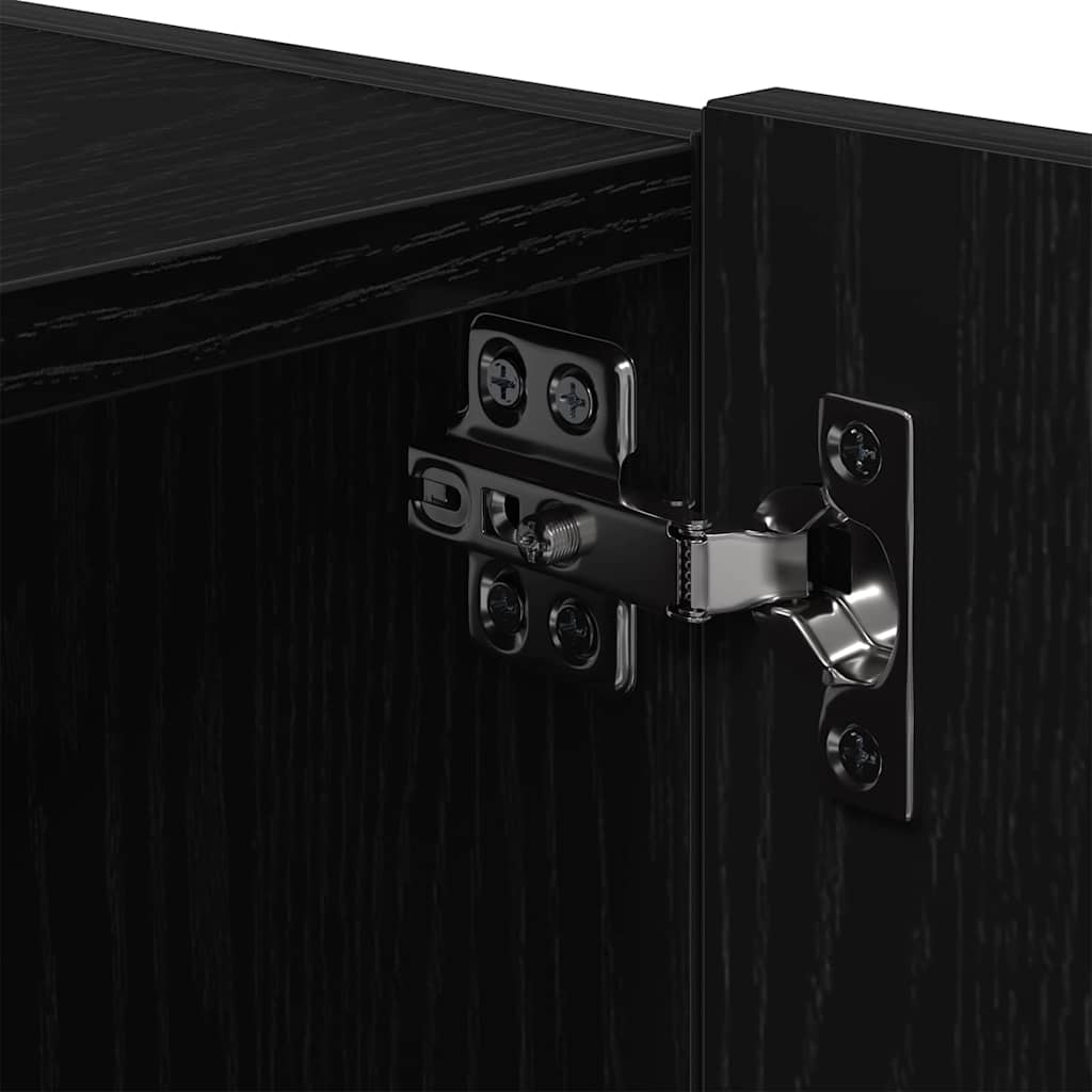 TV Vägghylla 2 pcs Svart Ek 80 x 35 x 31 cm Konstruerat trä