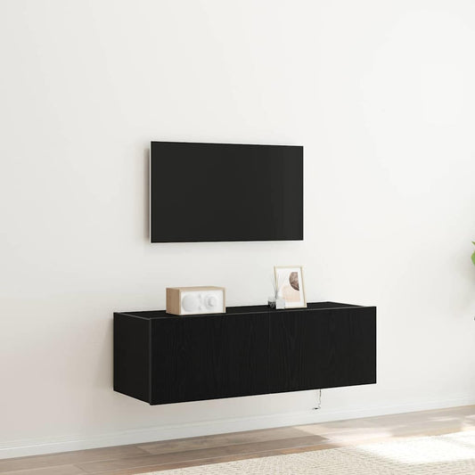 TV Vägghylla 2 pcs Svart Ek 100 x 35 x 31 cm Konstruerat trä