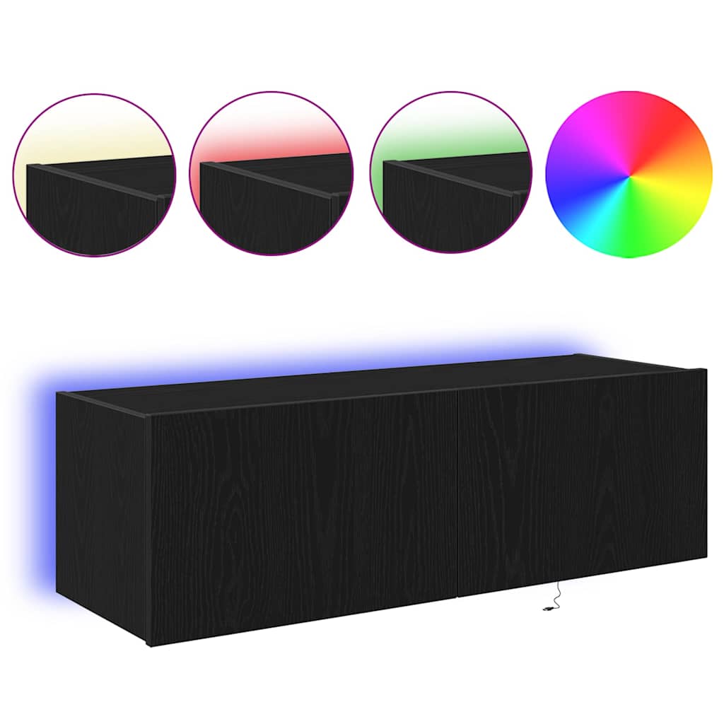 TV Vägghylla 2 pcs Svart Ek 100 x 35 x 31 cm Konstruerat trä