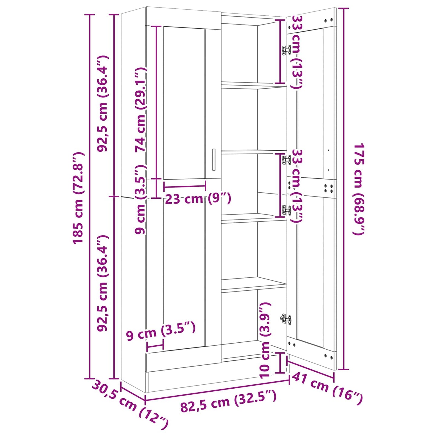 Bokskåp Svart ek 82,5 x 30,5 x 185 cm Konstruerat trä