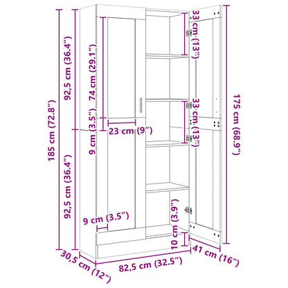 Bokskåp Svart ek 82,5 x 30,5 x 185 cm Konstruerat trä