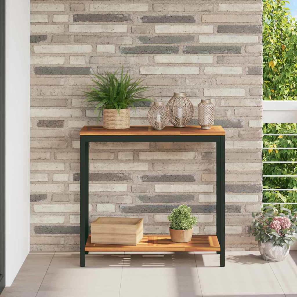 Utomhusbord med lagring Naturlig och svart 80 x 35 x 75 cm