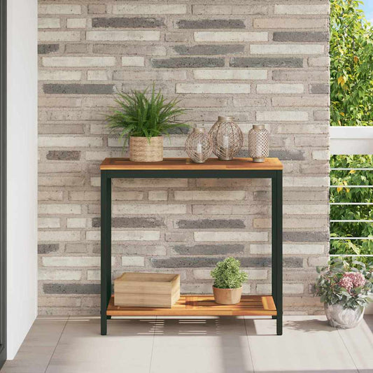 Utomhusbord med lagring Naturlig och svart 80 x 35 x 75 cm