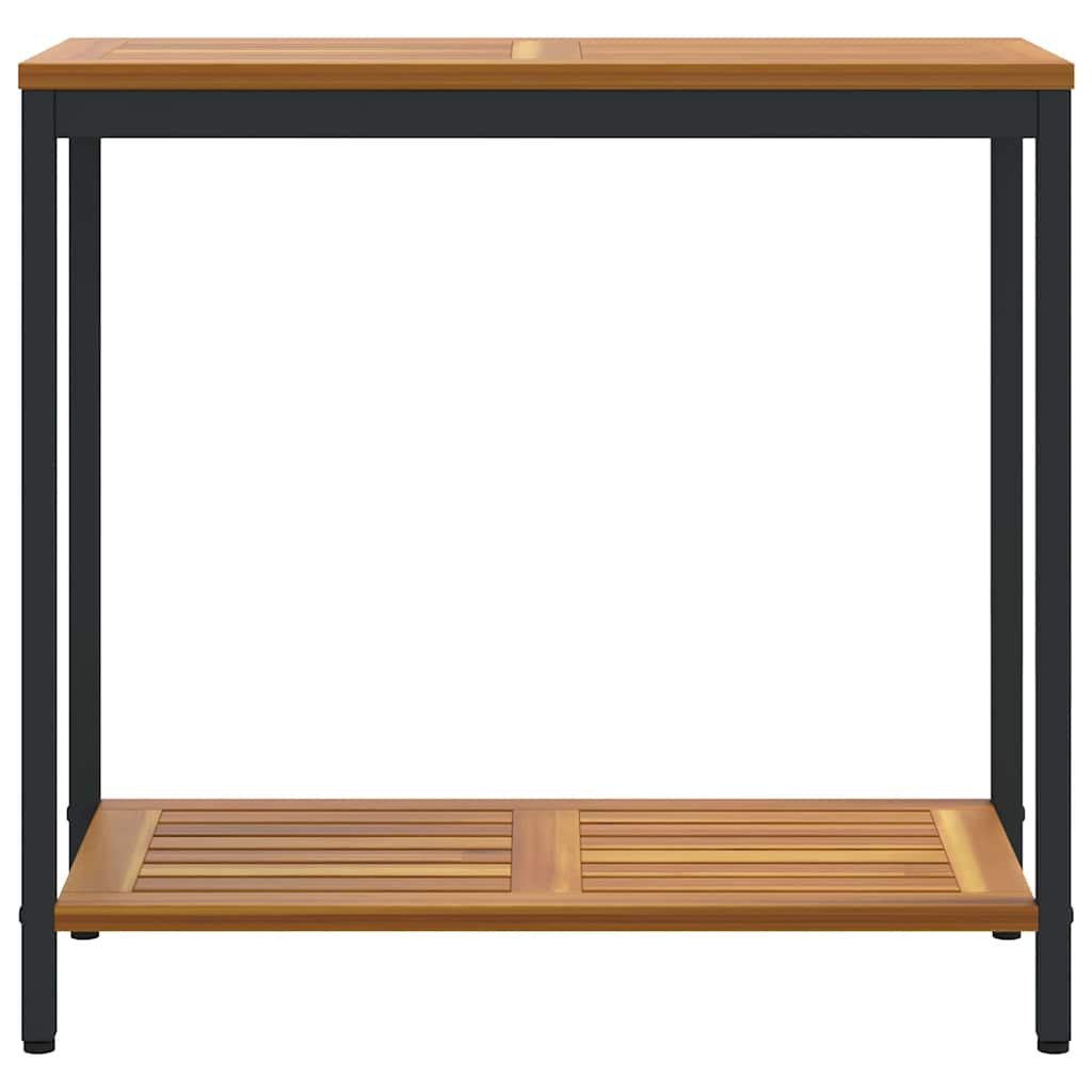 Utomhusbord med lagring Naturlig och svart 80 x 35 x 75 cm