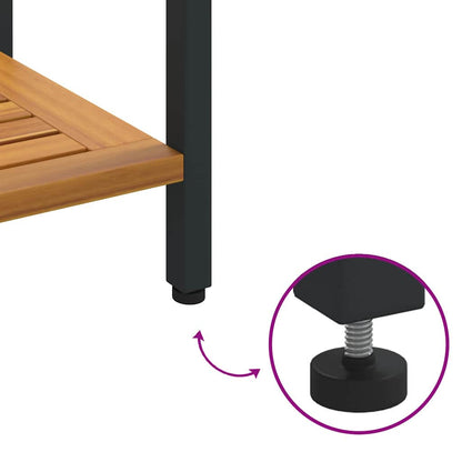 Utomhusbord med lagring Naturlig och svart 80 x 35 x 75 cm