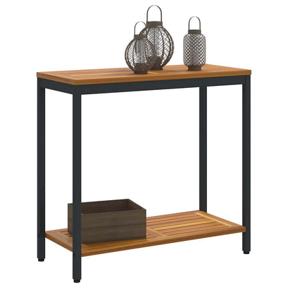 Utomhusbord med lagring Naturlig och svart 80 x 35 x 75 cm