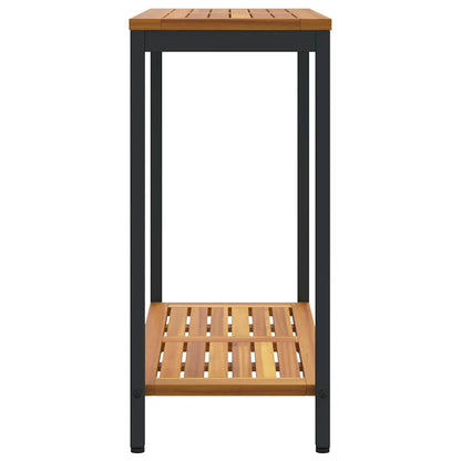 Utomhusbord med lagring Naturlig och svart 80 x 35 x 75 cm