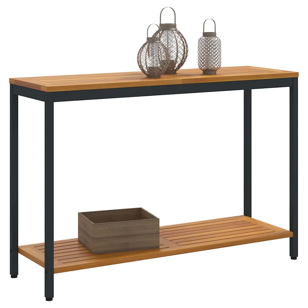 Utomhusbord med lagring Naturlig och svart 110 x 35 x 75 cm