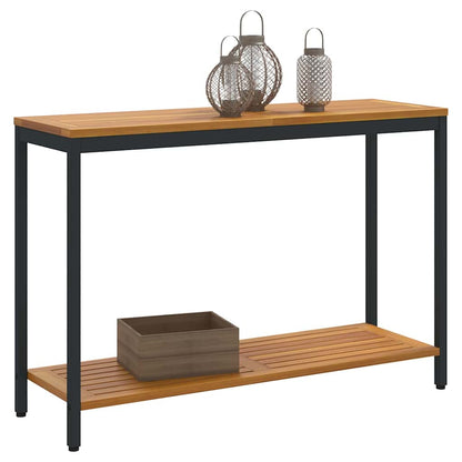 Utomhusbord med lagring Naturlig och svart 110 x 35 x 75 cm