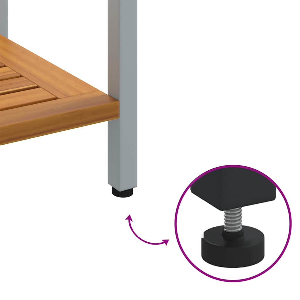 Utomhusbord med lagring Naturlig och grå 110 x 35 x 75 cm