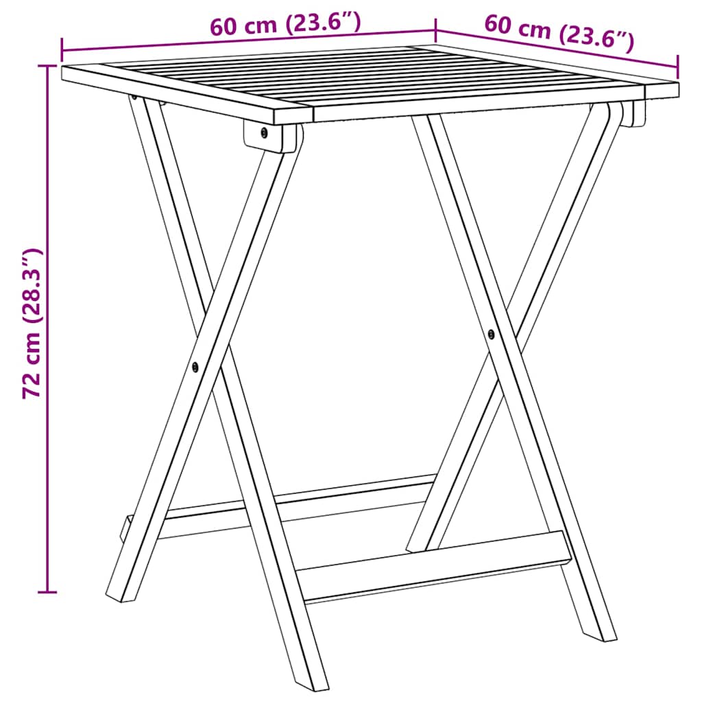 Trädgårdsbord Naturfärg 60 x 60 x 72 cm Massivt Akaciaträ
