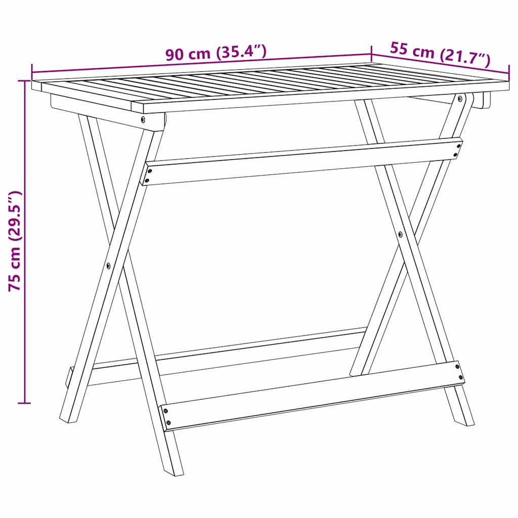 Trädgårdsbord Brun 90 x 55 x 75 cm Massivt Akaciaträ