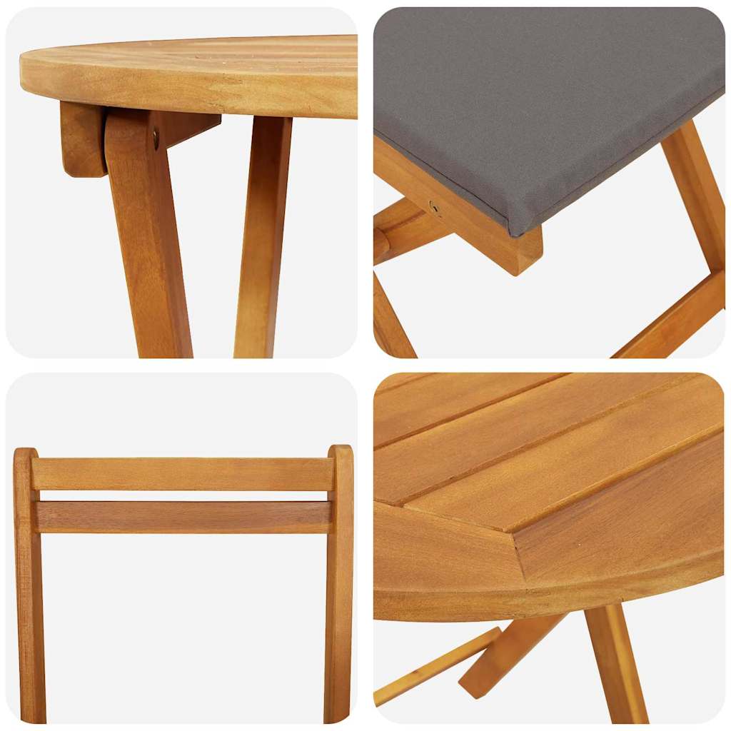 Trädgårdsmöbelset med kudde 3 pcs Olivenatur Massivt Akaciaträ