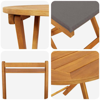 Trädgårdsmöbelset med kudde 3 pcs Olivenatur Massivt Akaciaträ