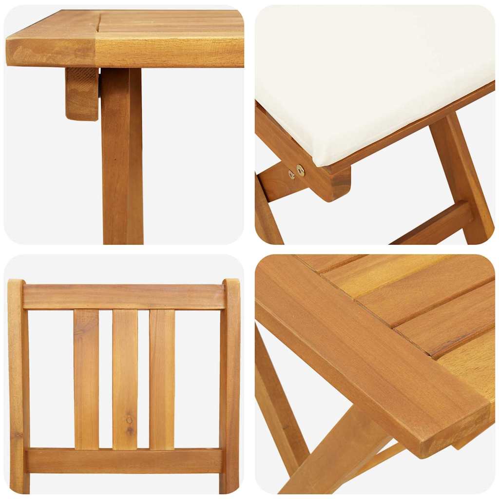 Bistroset med kudde 3 pcs Olivenatur Massivt Akaciaträ