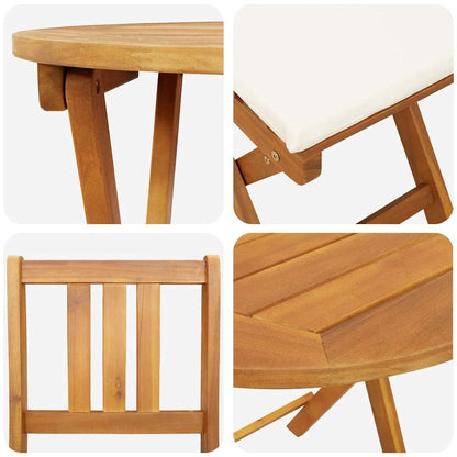 Bistroset med kudde 3 pcs Olivenatur Massivt Akaciaträ