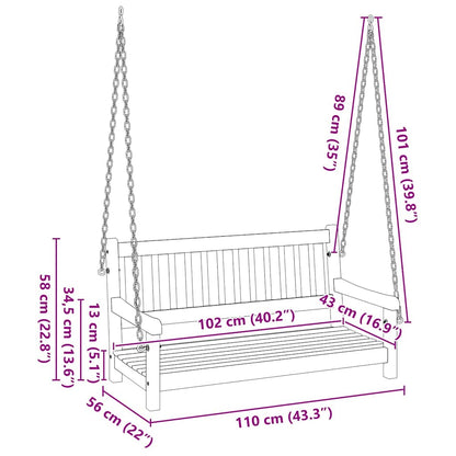 Gungbänk Brun 110 x 56 x 58.5 cm Massivt Akaciaträ
