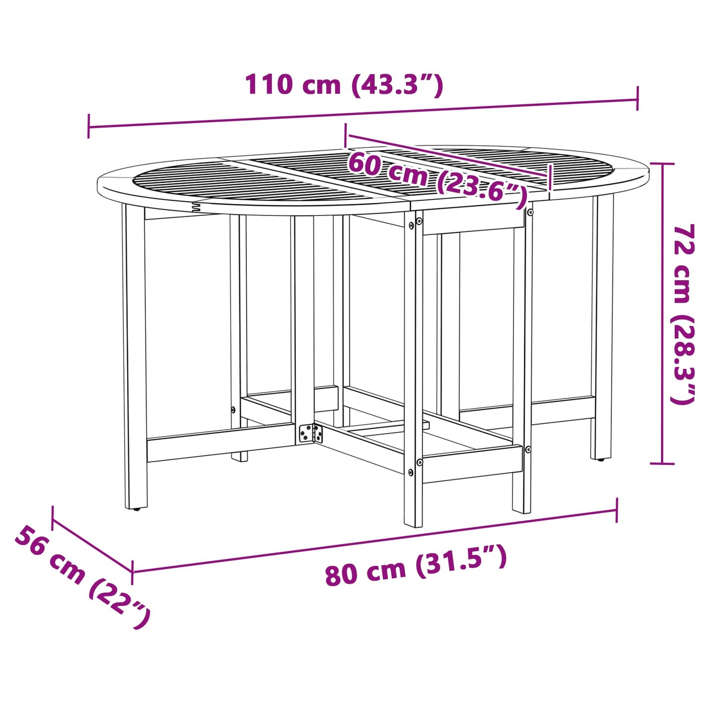 Trädgårdsbord Brun 110 x 60 x 72 cm Massivt Akaciaträ